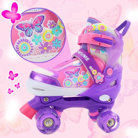 Sowume Kids Purple Adjustable 8 Wheels Shine Safe And Fun Illuminating Skates - Picture 4 of 7
